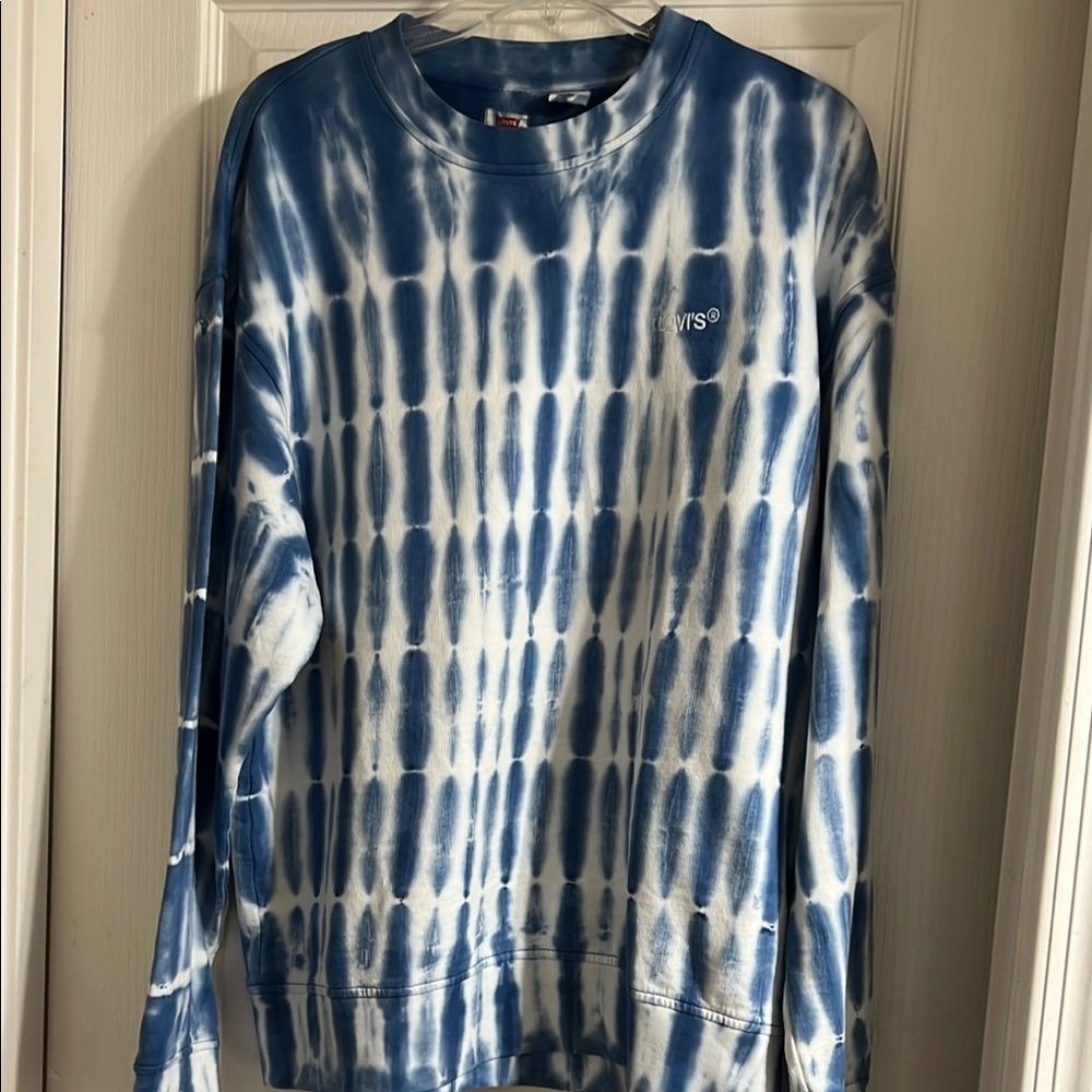 Levi's Men’s Blue and White Tie-Dye Long Sleeve Shirt Size M